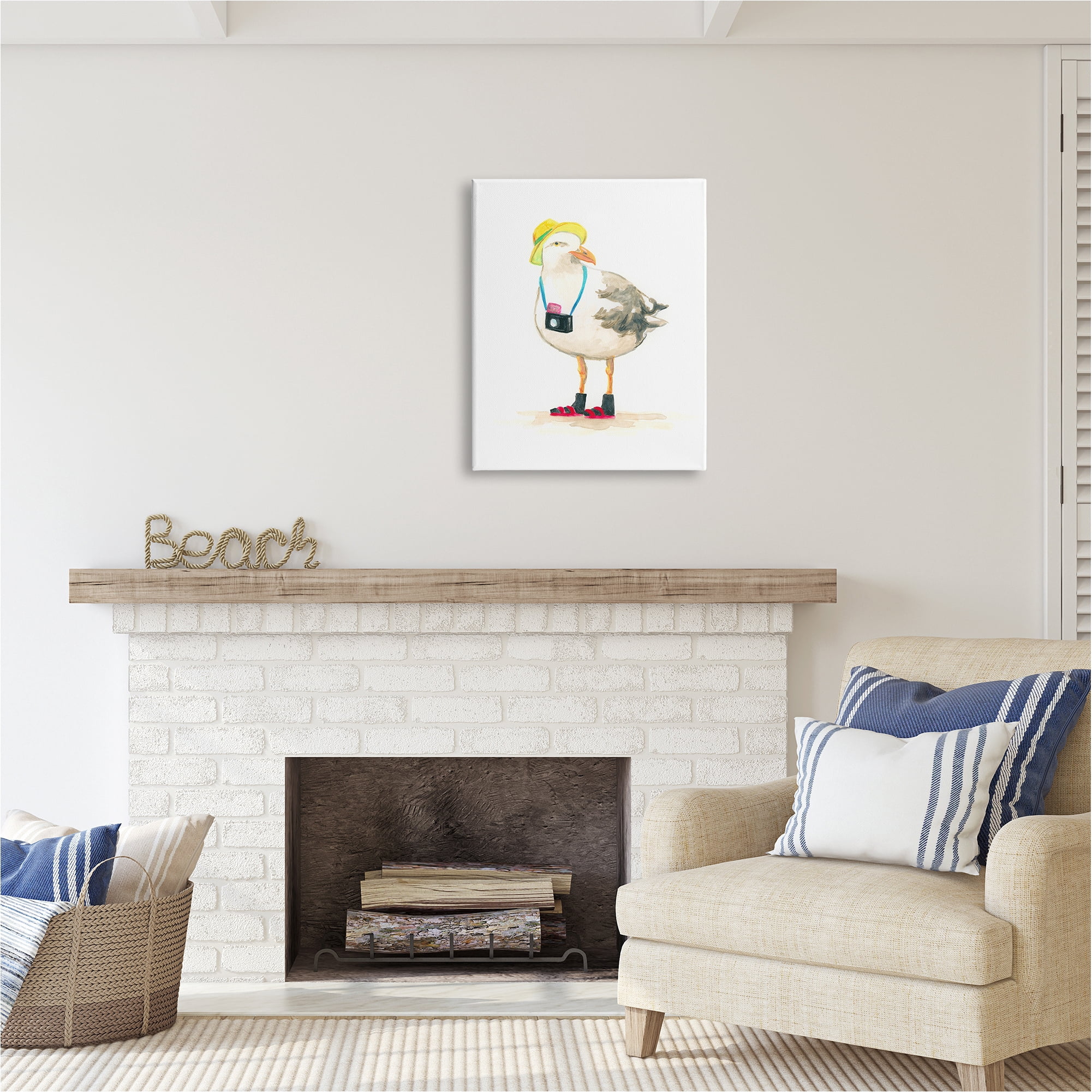 Stupell Industries Tourist Seagull & Camera Animals & Insects Painting Gallery Wrapped Canvas Art Print Wall Art, 24 x 30
