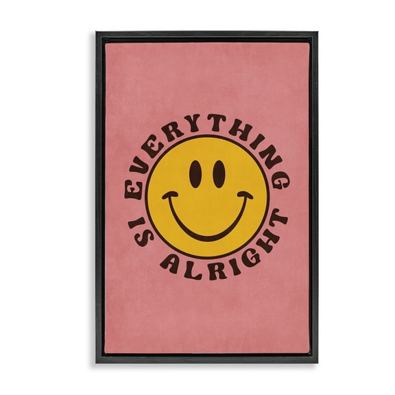 Stupell Industries Retro Everything Is Alright Text & Numbers Painting Black Floater Framed Canvas Art Print Wall Art, 17 x 25