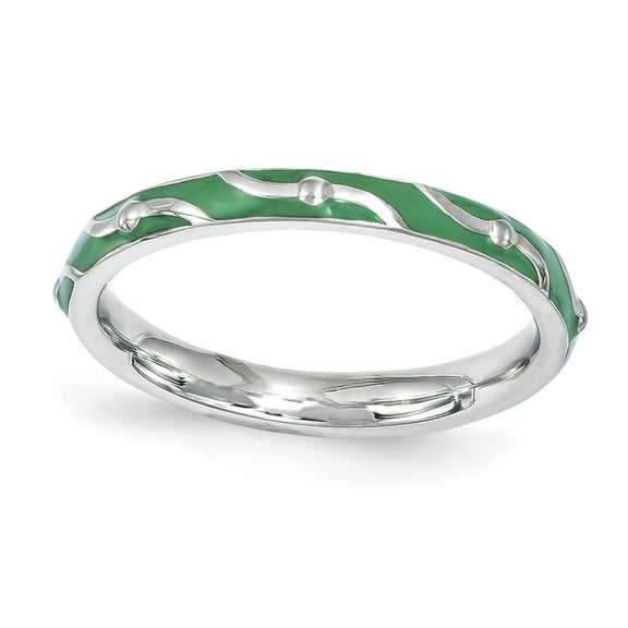 Sterling Silver Green Enamel Ring