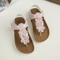 thumbnail image 2 of HUANBAI Summer Girls' Large Sized Casual Open Toe Floral Slip On Cork Lightweight Beach Sandals Flip Flops 6.5-7 Years, 2 of 5