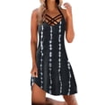 thumbnail image 2 of SMihono Robe d'Été pour Femmes Grande Taille Mode Femmes Décontractée Aguichant à Col en V Robes Imprimées d'Été Sans Manches à Lacets Robe Chandail, 2 of 4