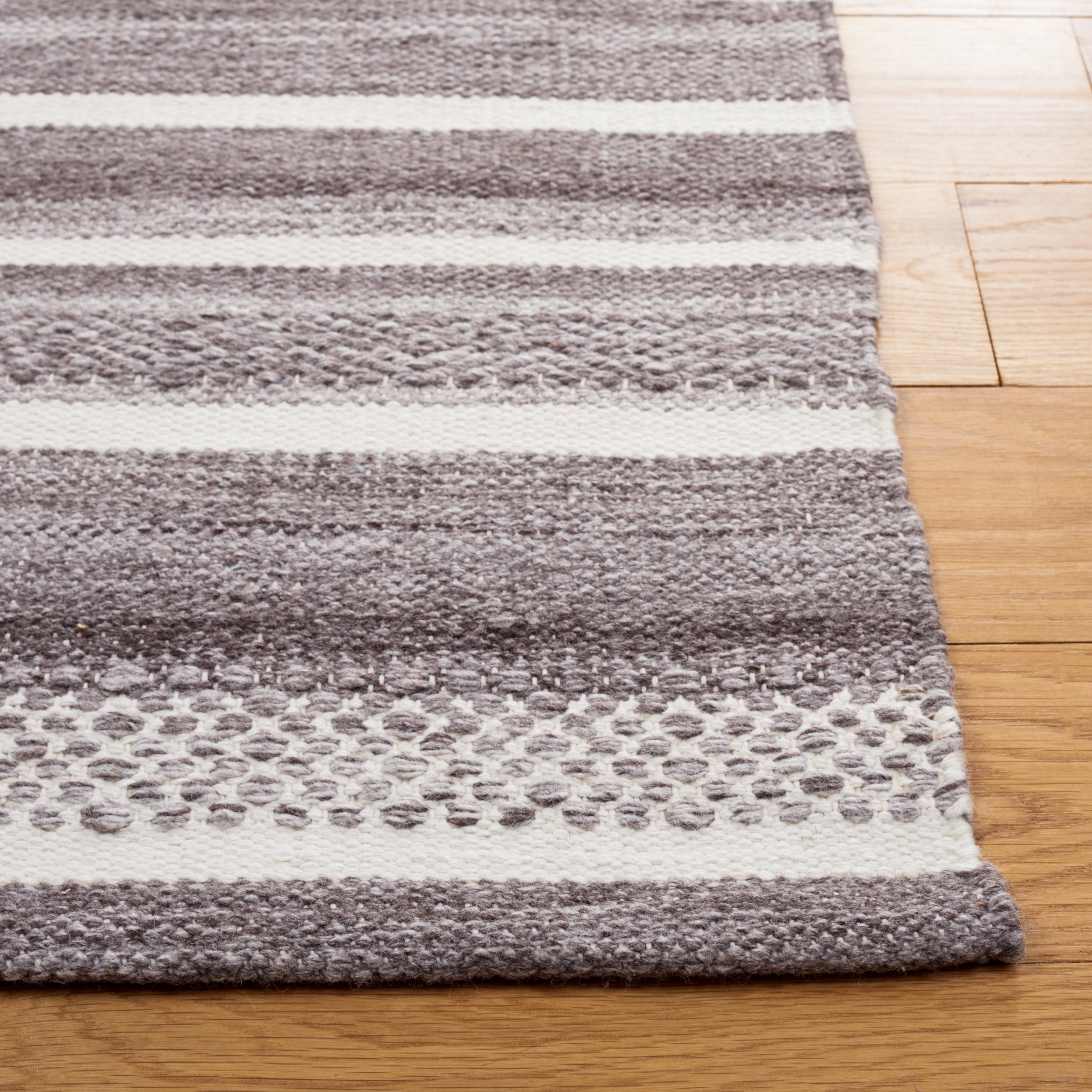 SAFAVIEH Striped Kilim Janel Striped Polyester Area Rug, Grey/Ivory, 8' x 10'