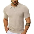 thumbnail image 1 of Weiqiqre T-shirt Homme Manches Courtes Col Rond Boutonné Blouse, 1 of 5