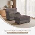thumbnail image 5 of UIXE Oversized Chaise Lounge Chair Indoor with Ottoman, Solid Wood Frame Sofa Couch Chair for Living Room, Bedroom, Office, Dark Camel, 5 of 7