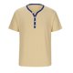 thumbnail image 4 of Ceisia Men's Relaxed Fit Stretch Stand-Up Collar Short Sleeve Shirt - Ribbed Texture with Contrast Trim Beige XL Gifts, 4 of 6