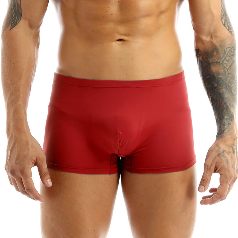 TiaoBug Men Ice Silk Boxer Briefs Solid Shorts Underwear M-XXL