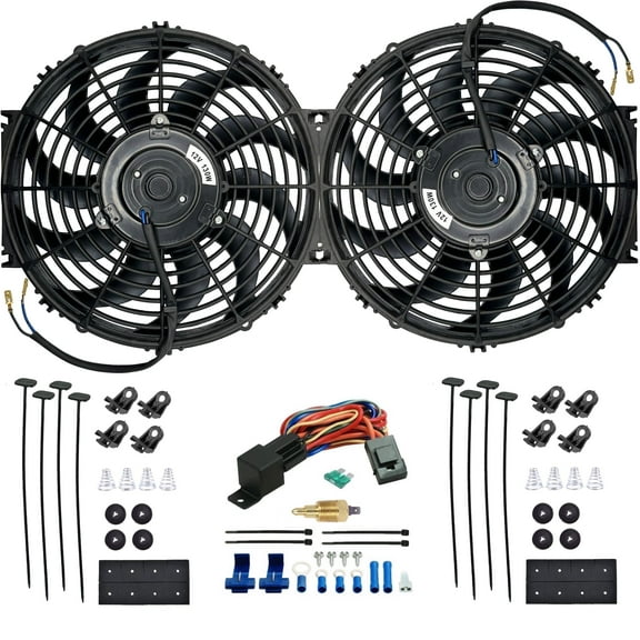 Dual 12-13 Inch 130w Electric Radiator Fan Thermostat Switch Wiring Kit