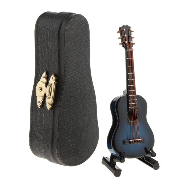 Instrumento Musical de Guitarra de Azul con Caja de Adornos para 1:12