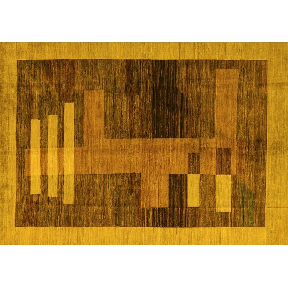 Ahgly Company Indoor Rectangle Abstract Yellow Modern Area Rugs, 7' x 9'