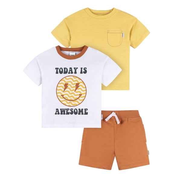Gerber Baby and Toddler Boy Playwear Outfit Set, 3-Piece, Sizes 12 Months - 5T