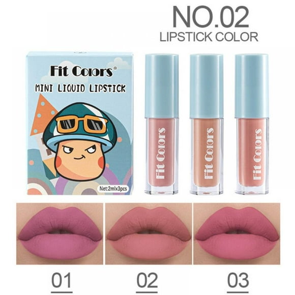 3pcs Matte Liquid Lipstick Set Velvety Long Lasting High Pigmented Nude Waterproof Lip Gloss Kit Girls Women Make Up Gift Set