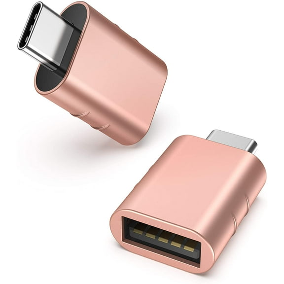 Syntech USB C to USB Adapter Pack of 2 USB C Male to USB 3.0 Female Adapter Compatible with Type C Devices, Rose Gold