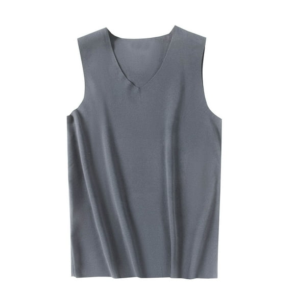 uublik Men's Long Sleeve Tees Warm Thermal Sleeveless Vest Tank Tops, Gray