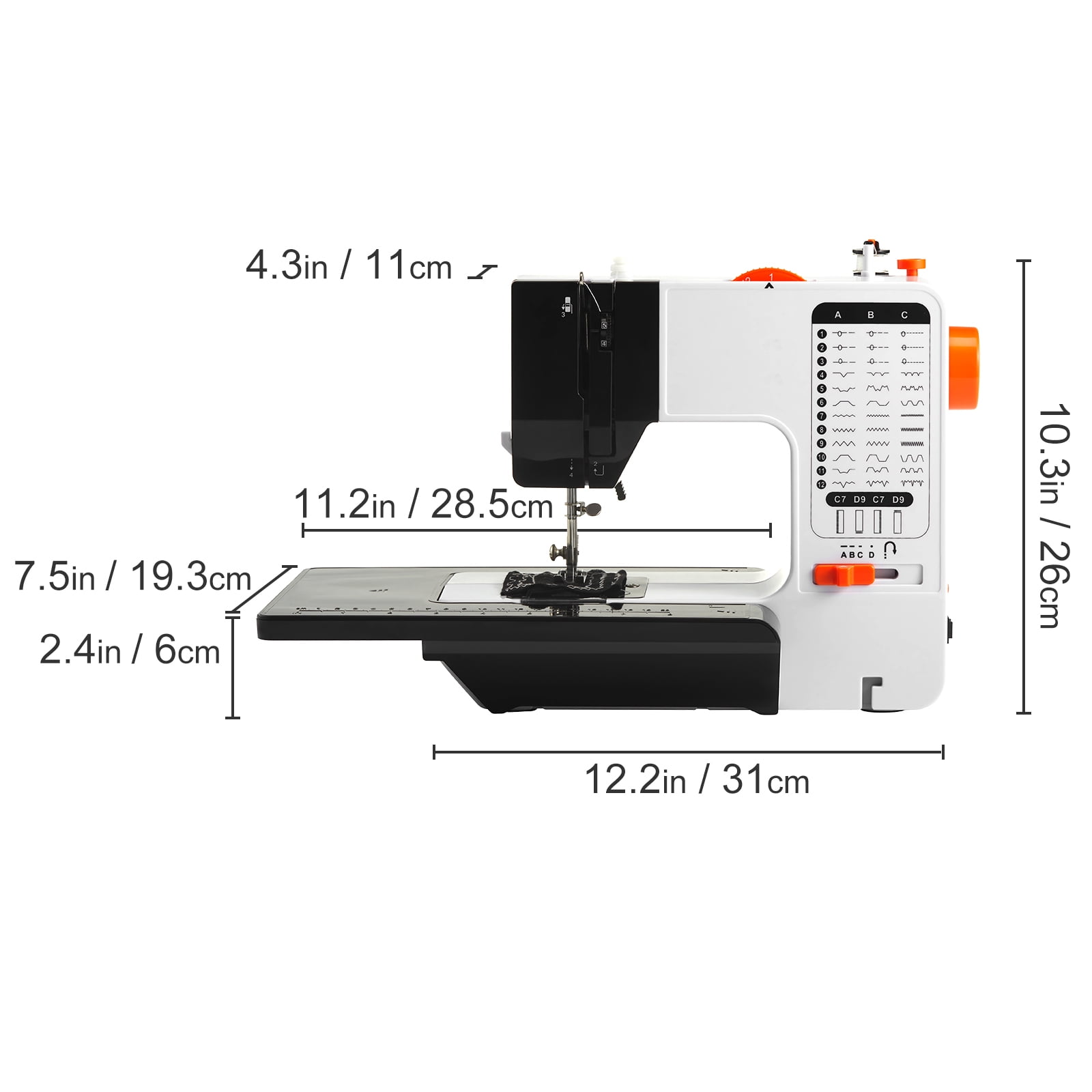 KFFKFF Portable Sewing Machine for Beginners with 38 Stitch Options, Reverse Function, Dual Speed, Extension Table, Foot Pedal, and Accessory Kit for Home and Travel Use