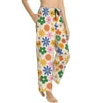 thumbnail image 2 of Uemuo Groovy Daisy Flowers Pattern Women's Wide Leg Palazzo Lounge Pants with Pockets Light Weight Loose Comfy Casual Pajama Pants-Small, 2 of 9