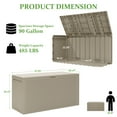 thumbnail image 5 of 90 Gallon Outdoor Storage Box, Multi-function Deck Box for Organization & Storage, And As a Bench, Waterproof Outdoor Storage Container for Patio Cushion, Gardening Tools, Pool Supplies - Light Brown, 5 of 8