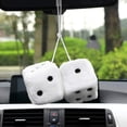 thumbnail image 2 of 1 par de dados de felpa peludos para pareja colgante de espejo cuadrado Retro con puntos para decoración de adorno de Interior de coche (púrpura) brillar Electrónica, 2 of 3