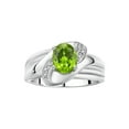 thumbnail image 1 of RYLOS Bagues pour Femmes Bague en Or Blanc 14K Pierre Précieuse Ovale 9X7MM et Diamants Design Classique Péridot d'Août Bijoux pour Femmes Taille 10, 1 of 7
