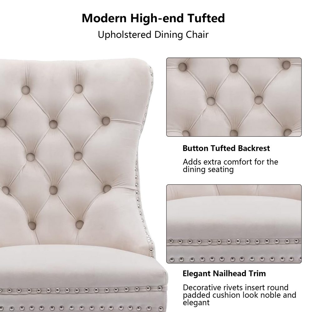 thumbnail image 4 of Bocarali Modern Upholstered Dining Chairs Set of 2, Velvet Kitchen Dining Room Chairs with Nailhead Trim for for Living Room, Bedroom, 4 of 6