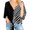 thumbnail image 4 of Women's Floral V Neck Tie Knot Front Blouses Bat Wing Half Sleeve Chiffon Tops Shirts, 4 of 6