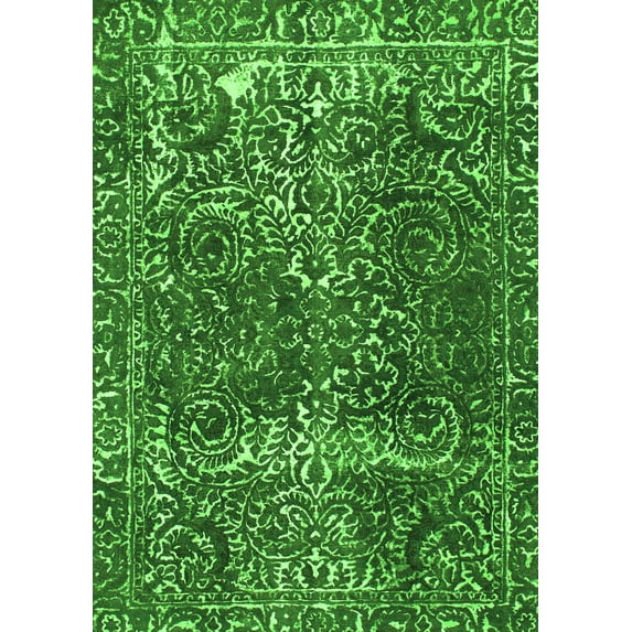 Ahgly Company Indoor Rectangle Abstract Green Modern Area Rugs, 7' x 10'