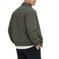 thumbnail image 5 of Jacket for Men Solid Color Long Sleeve Zip Up Regular Fit Casual Turn Collar Lightweight Breathable Daily Outdoor Travel Business Outerwear Coat Tops Army Green,L, 5 of 9