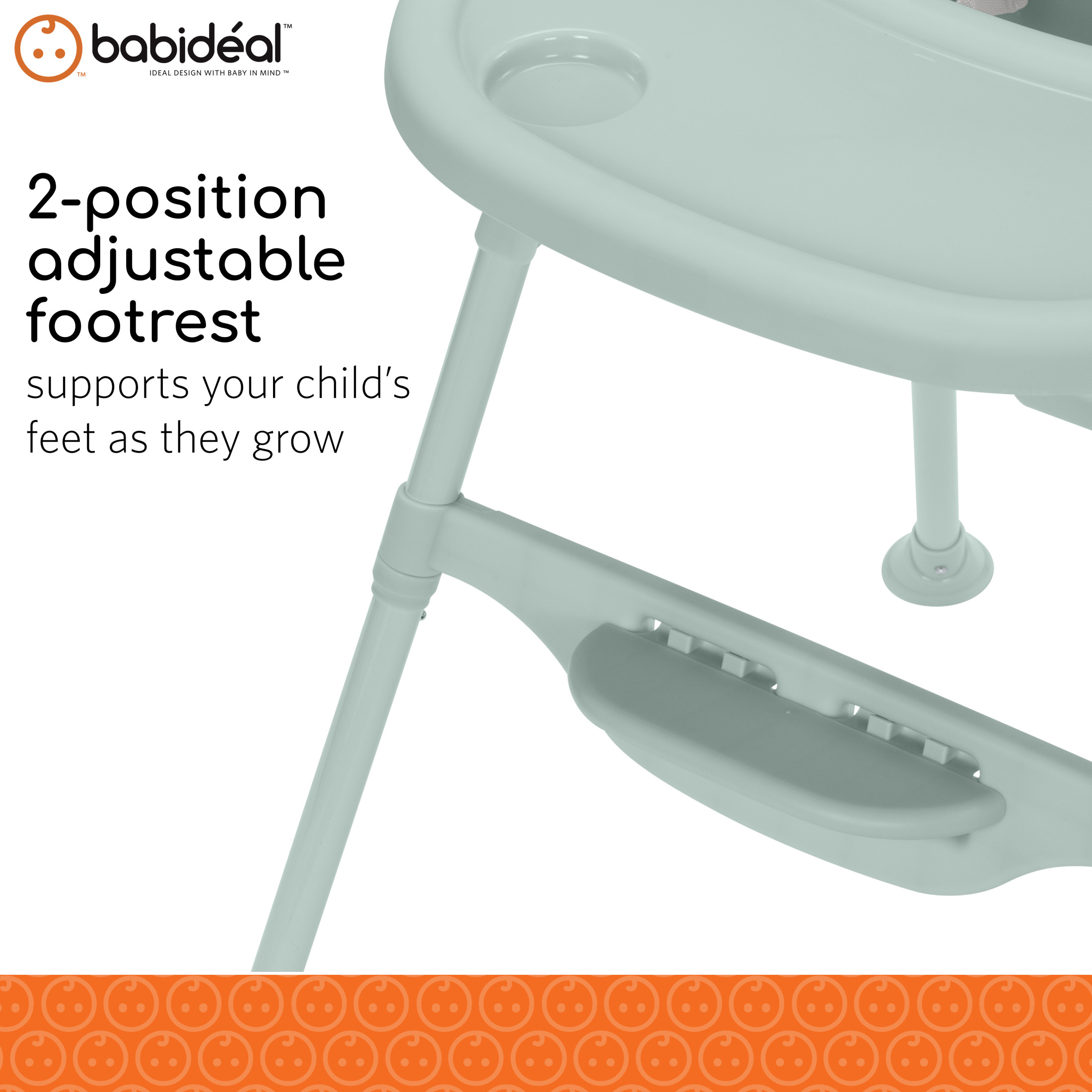 Babideal High Chair with Tray & Harness, Soft Sage photo 5