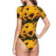 thumbnail image 4 of Balery Women'Sflower Bush Sunflower Crew Neck Round Neck Short Sleeves Slim Fit Casual Basic Extender Bodysuit Daily Jumpsuit T Shirts-Large, 4 of 9