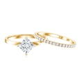 thumbnail image 4 of Rosec Jewels Certified Lab Grown Diamond Wedding Bridal Ring Set - 1 Carat Princess Cut Engagement Ring with Enhancer - EF-VS Grade, 18K Yellow Gold, US 13.00, 4 of 8