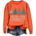 thumbnail image 4 of Clothing 2025 Delayuji Womens Oversized Sweatshirt Christmas Trees Sweatshirt Womens Funny Tree Camping Sweatshirt Casual Fall Pullover Tops Christmas Sweatshirt for Women Orange L, 4 of 4