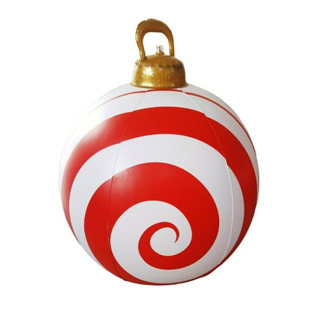 Casafun 60Cm Giant Pvc Inflatable Christmas Decorated Ball Ornaments Large Xmas Blow Up Christmas Inflatables Decorations For Outside Yard Lawn Porch Decor Xmas New Year