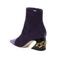 thumbnail image 3 of XYD Women Chic Pointed Closed Toe Middle Metal Chain Strap Ankle Boots Side Zip Chunky Chain Low Heel Bootie Shoes Size 12 Purple, 3 of 4