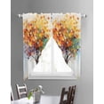 thumbnail image 3 of Abstract Art Tree Swag Valances for Windows, Modern Fall Oil Painting Tree Autumn Rod Pocket Sheer Valances for Large Windows, Swag Toppers Light Filtering for Kitchen Living Room 2 Panels 36''x63'', 3 of 6