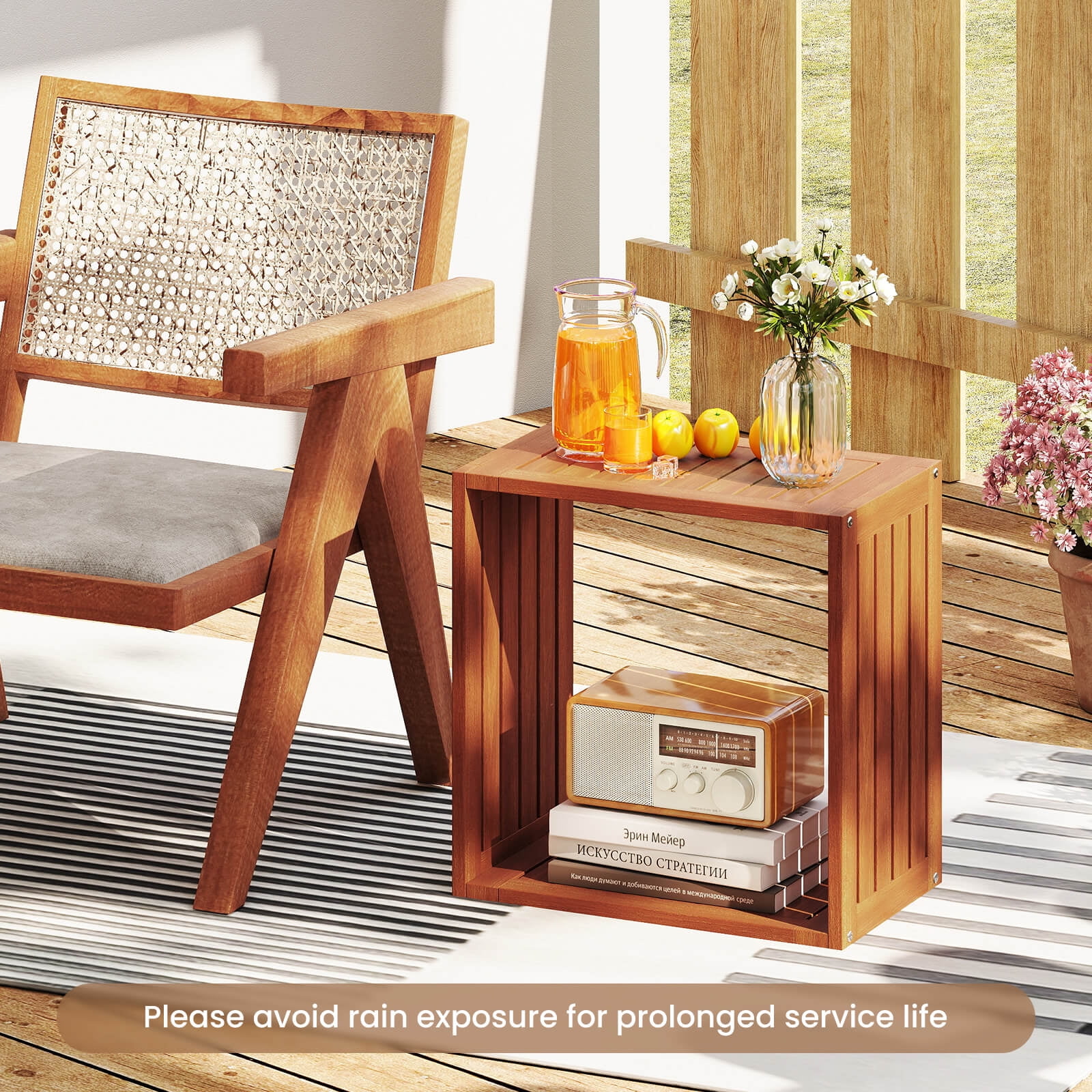 Costway 2 PCS 3 Cube Storage Organizers Stackable Bookcase Shelves for Small Spaces Teak