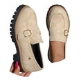 thumbnail image 3 of AUDeals Women's Mary Jane Loafers, Platform Slip On Shoes with Round Toe Comfort for Church, School and Work (Beige, 6), 3 of 9