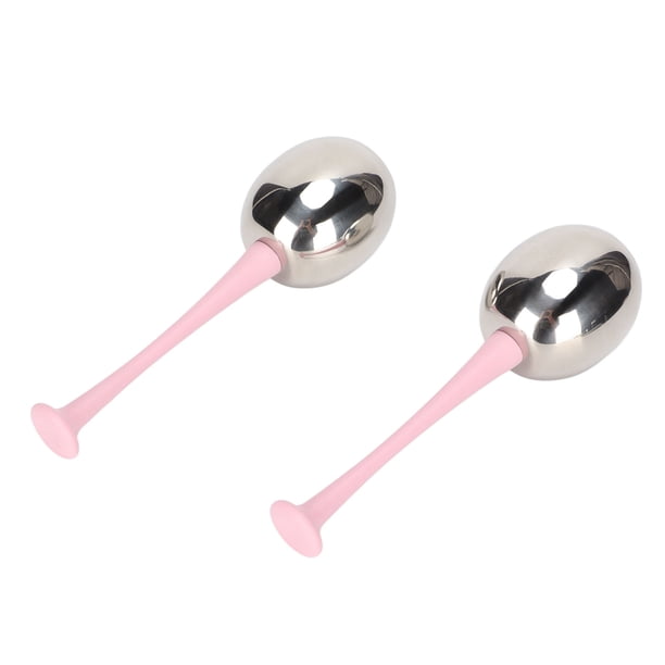 Globos De Hielo De Acero Inoxidable, Globos De Hielo Faciales El Diseño Ergonómico Elimina Las Líneas Finas Aspecto Redondo De 2 Piezas Para El Cuidado De La Piel Facial Para El ANGGREK Manija rosa