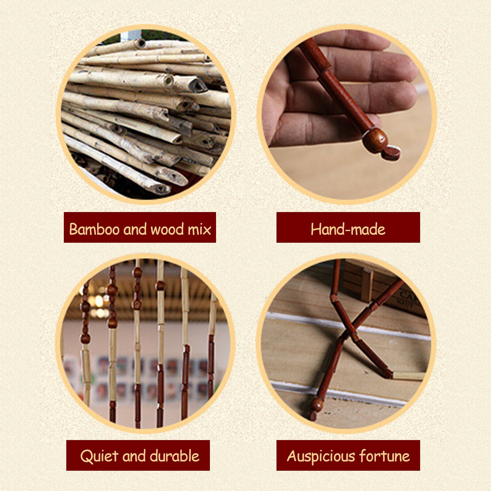 Wooden Bead Curtain Bamboo Bead Curtain Doorway String Door Curtains Screen Beaded Wooden Curtain