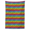 thumbnail image 2 of Abstract Tablecloth, Geometric Colorful Waves Seigaiha Pattern, Rectangle Satin Table Cover Accent for Dining Room and Kitchen, 60" X 84", Multicolor, by Ambesonne, 2 of 2