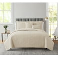 thumbnail image 2 of Nestl 4 Piece Quilt Set Twin with Pillow Shams and Euro Shams, Soft Microfiber Lightweight Bedspread Coverlet, Modern Style Ellipse Weave Bed Cover, Beige Cream, 2 of 5