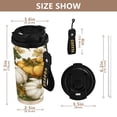 thumbnail image 2 of 500ml Stainless Steel Coffee Mug with Portable Black Strap Vacuum Insulated Ceramic Coated Coffee Tumbler Vintage Pumpkin with Leaves, 2 of 8