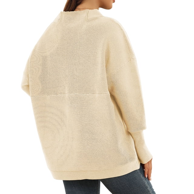 Pull Ample Décontracté pour Femmes, Couleur Unie, Manches Longues, Col Roulé, Pull Ample