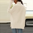thumbnail image 6 of Knit Tops for Women Oversized Ribbed Turtleneck Batwing Sleeve Side Slit Hem Loose Fall Warm Soft Knit Long Length Tunic Sweater Casual Everyday Oversized Pullover Beige 2XL, 6 of 6