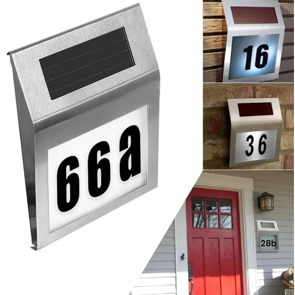 Fmxomd Solar Address Sign, Lighted Address Plaque Outdoor Waterproof, Illuminated Address Numbers, House Numbers for Outside