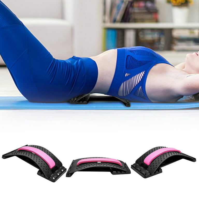 Back Cracker, Back Stretcher, Lumbar Back Pain Relief Device, 3 Level Adjustable Back Massager Lumbar, Black&Purple