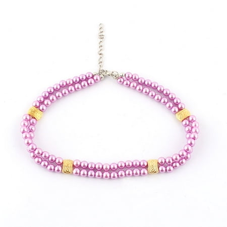Plastic Purple Necklace - Plastic Beads Metal Chain Clasp Dual Rows Dog Decoration Pet Necklace Purple