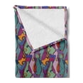 thumbnail image 2 of Cat Soft Flannel Fleece Throw Blanket, Geometric Colorful Cats Abstract Composition Cultural, Cozy Plush for Indoor and Outdoor Use, 50" x 70", Multicolor, by Ambesonne, 2 of 5