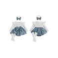 thumbnail image 2 of Loicainy Newborn Baby Girls Summer Romper Dress 3 6 9 12 Months Long Sleeve Skirt Jumpsuit Long Socks Headband Clothes Set, 2 of 9
