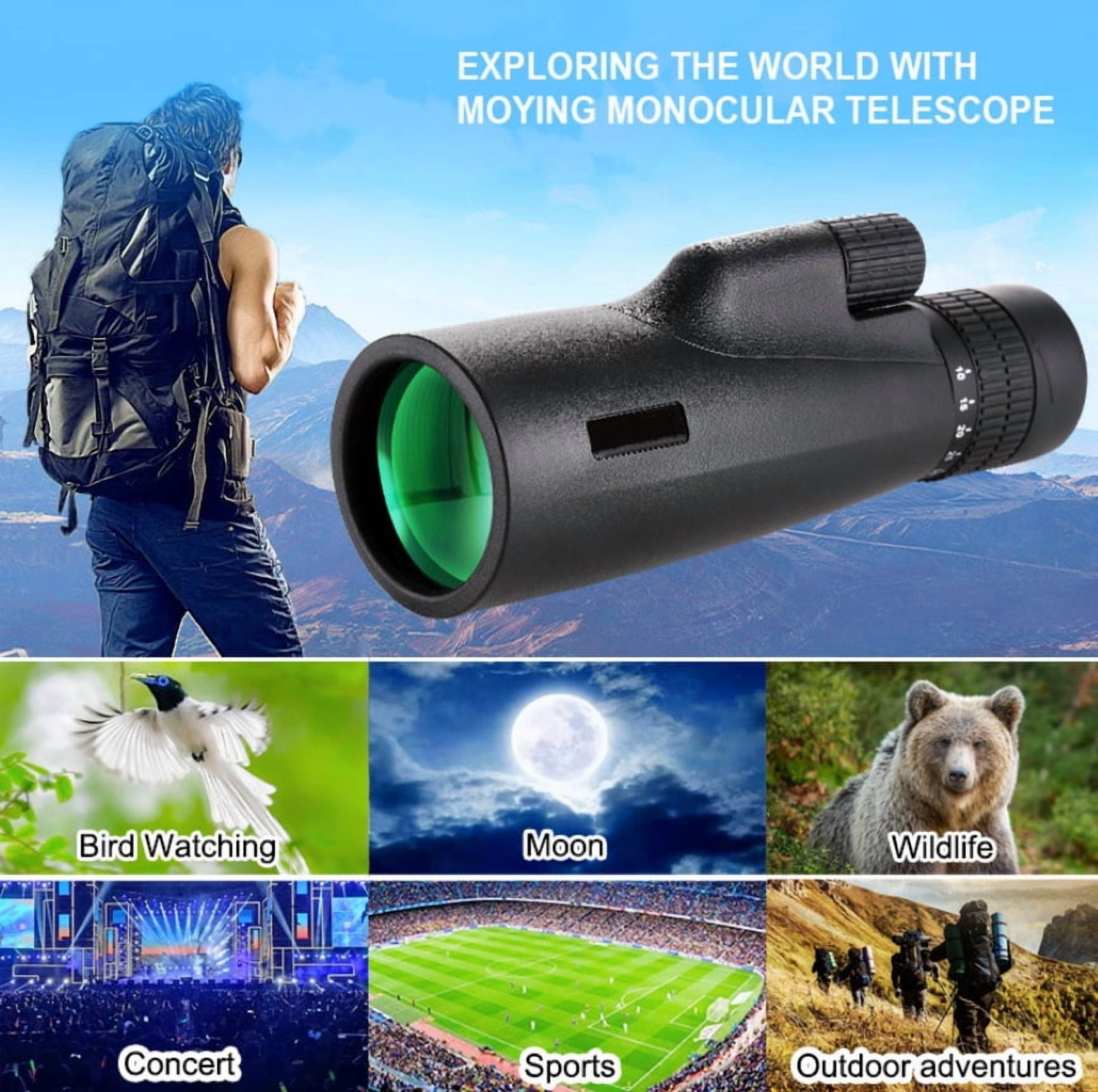 10-30x50 Monoculars Telescope Zoom Bak4 Prism HD Optics Powerful Binoculars Night Vision Waterproof For Camping Hunting