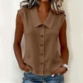 thumbnail image 2 of RQYYD Womens Collared Sleeveless Button Down Blouse Casual Loose Fit Tunic Top for Summer Daily Wear, 2 of 7