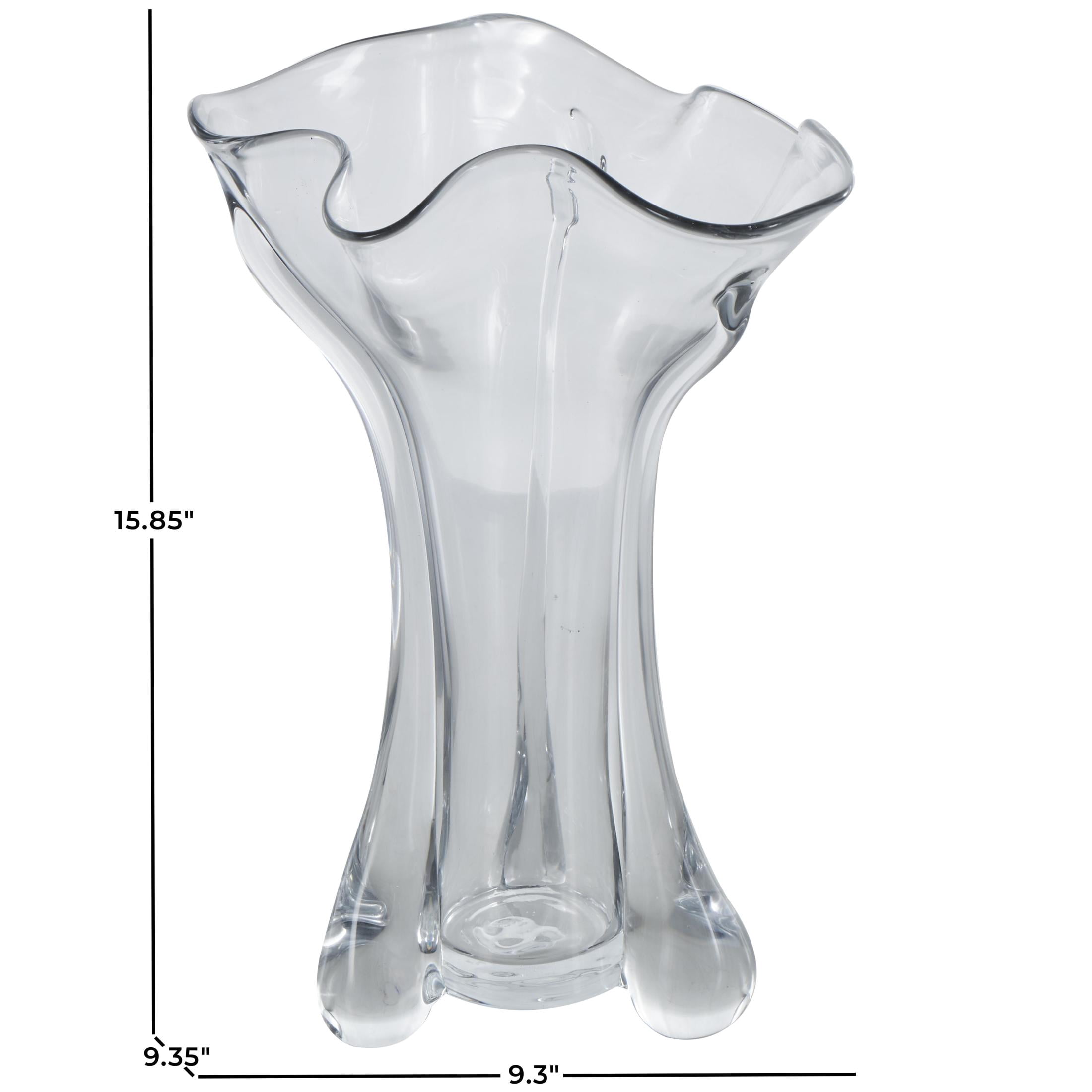 DecMode 16" Abstract Fluted Tulip Glass Vase